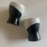 pair of green lined Vallauris 196O egg cups