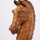 Large Horse Head Chess Knights Lamp in Carved Alabaster, taly, 1960s, Set of 2