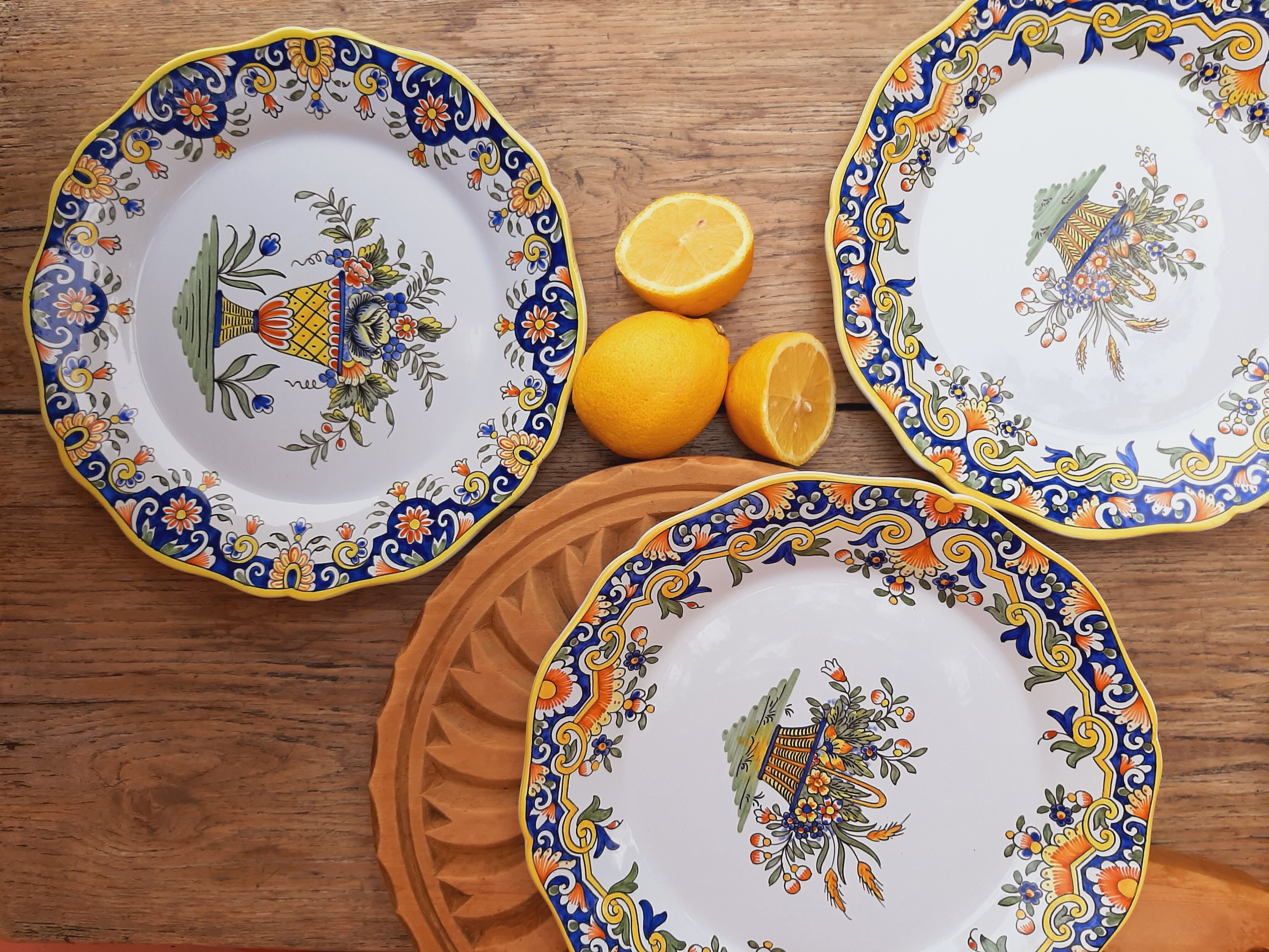 4 earthenware plates by Desvres Geo Martel
