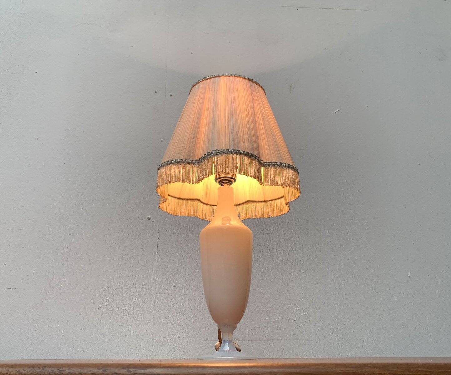 French opaline glass table lamp from the mid-century Sèvres, 1960s.