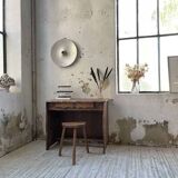 Brutalist desk in elm, signed Aranjou.