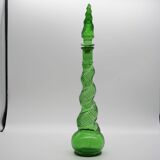 Bouteille 'Genie' en peau de serpent en verre vert italien Empoli