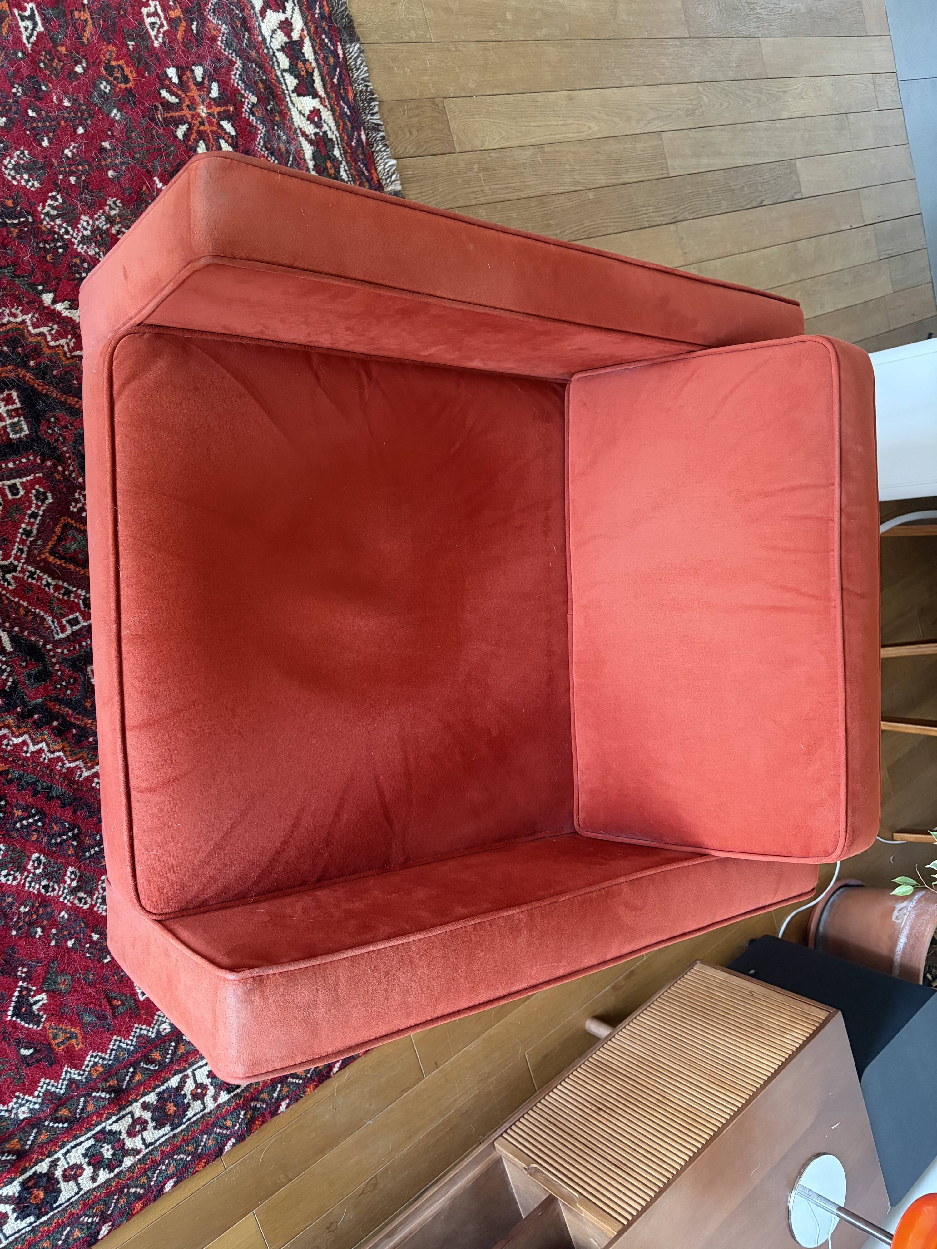 Wind armchair in caramel/brown velvet