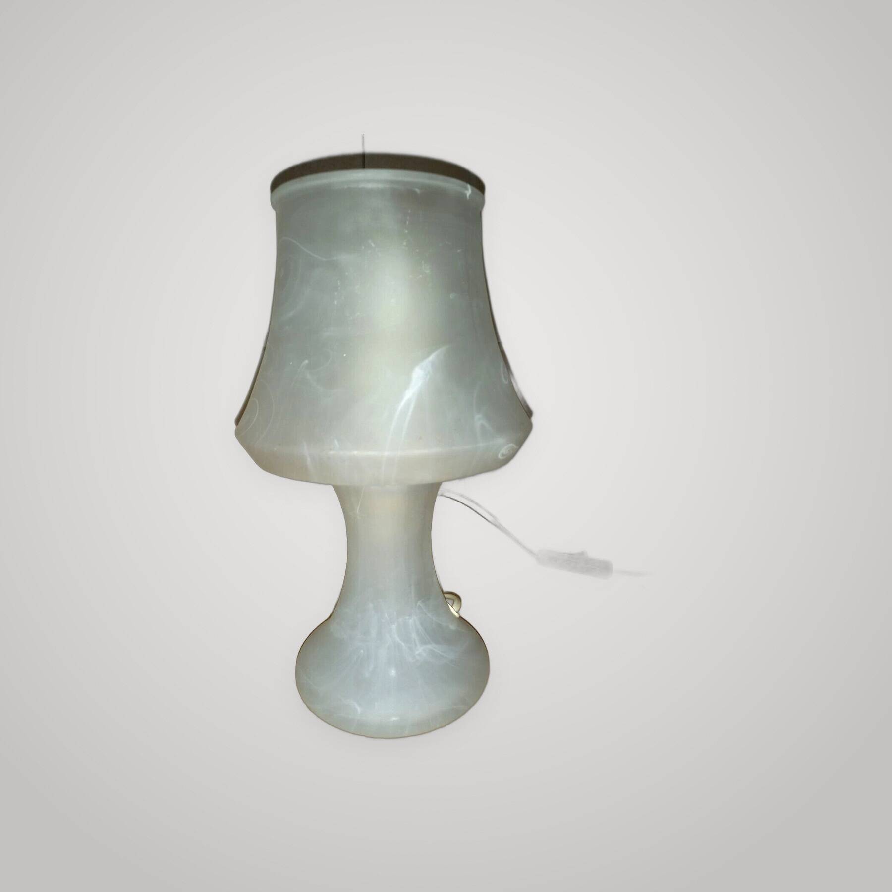Vintage Murano Opaline Mushroom Lamp with Tinsel Diffuser? Smoke Table.