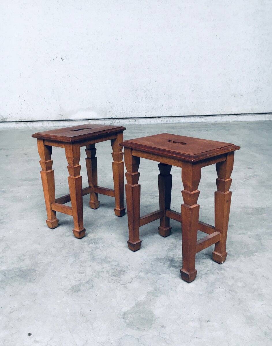 Set of Dutch Art Deco S Handle Stools, 1930s