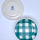 Vintage beige and green checkered service