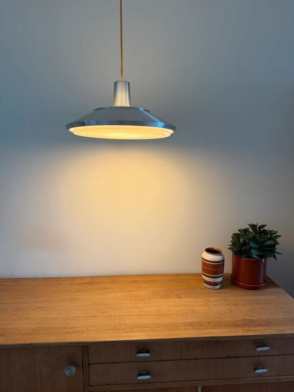 Vintage Danish Nordisk Solar - in style of Louis Poulsen Klassependel - Silver space age lamp