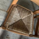 Vintage elm and straw chairs Maison Regain