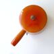 Caquelon poêlon fondue bourguignonne en tôle émaillée aubecq vintage orange