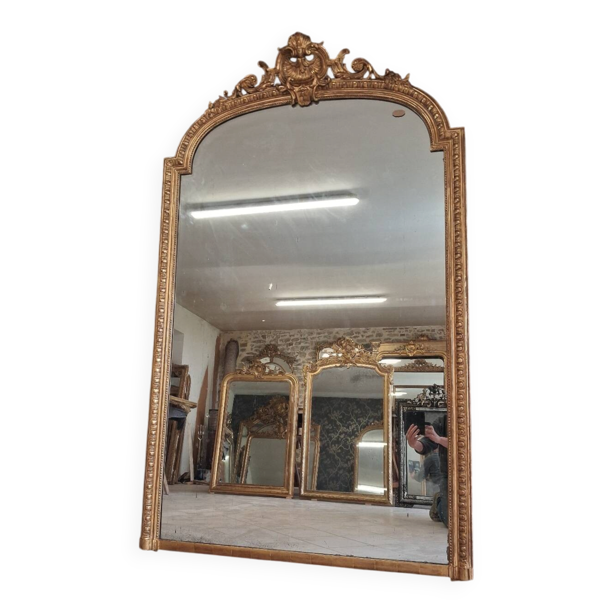 19th-century mirror, 2.04m x 1.25m.