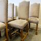 Chaises de salle à manger de style Louis XIII en chêne avec chenille rayée - Ensemble de 6.