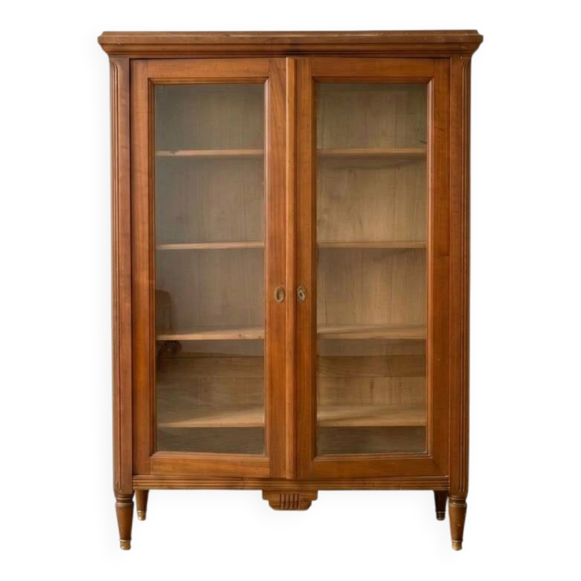 Small antique wooden glass-fronted bookcase