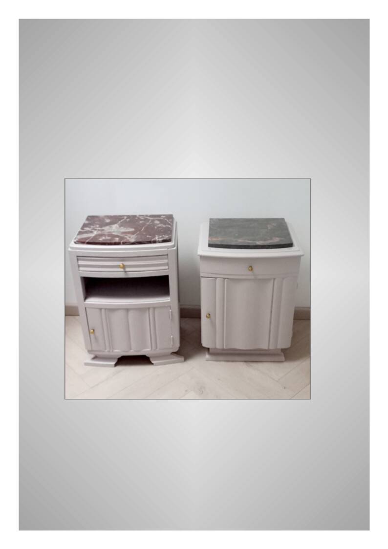 Art Deco bedside tables with marble