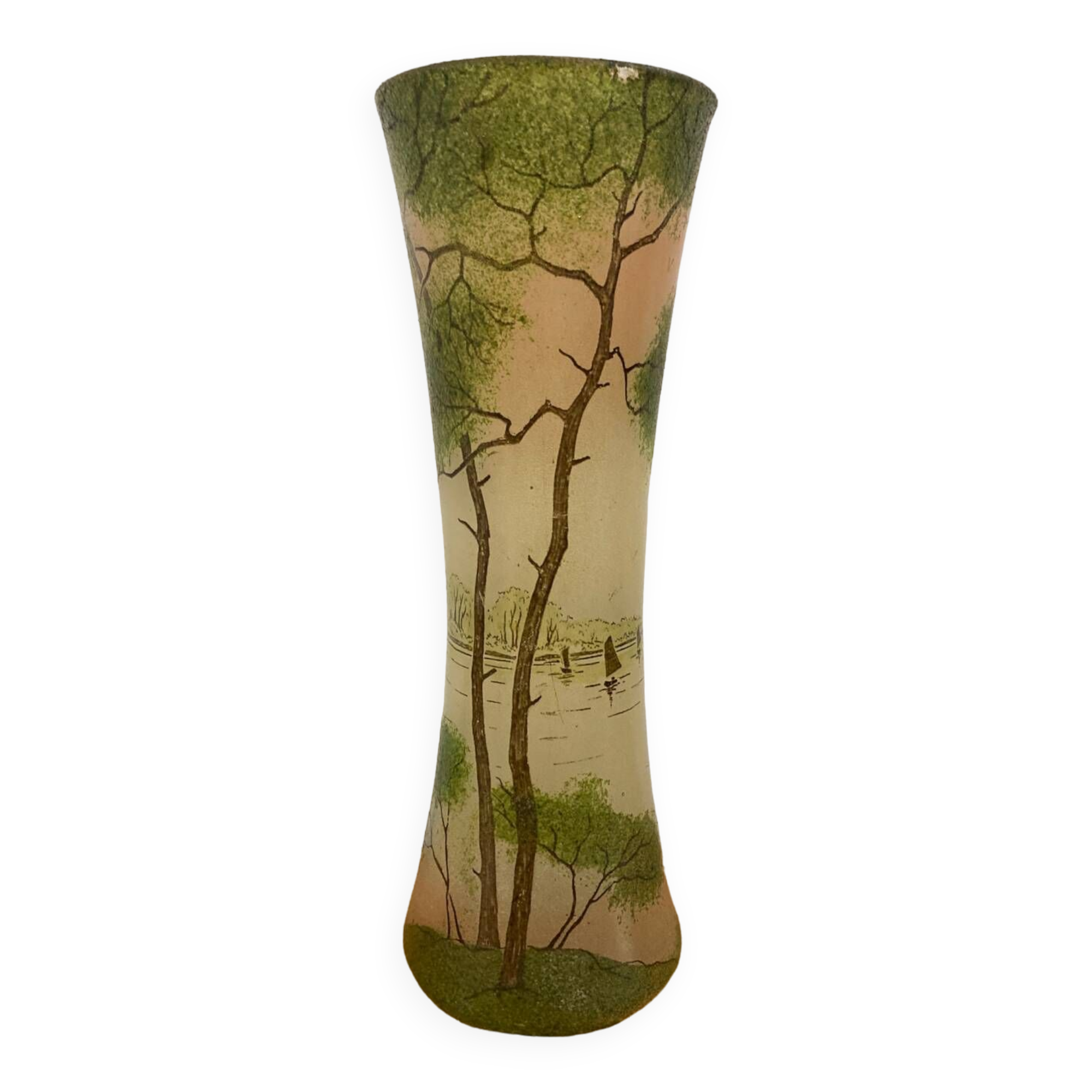 Enameled glass vase “lake landscape” François Théodore Legras
