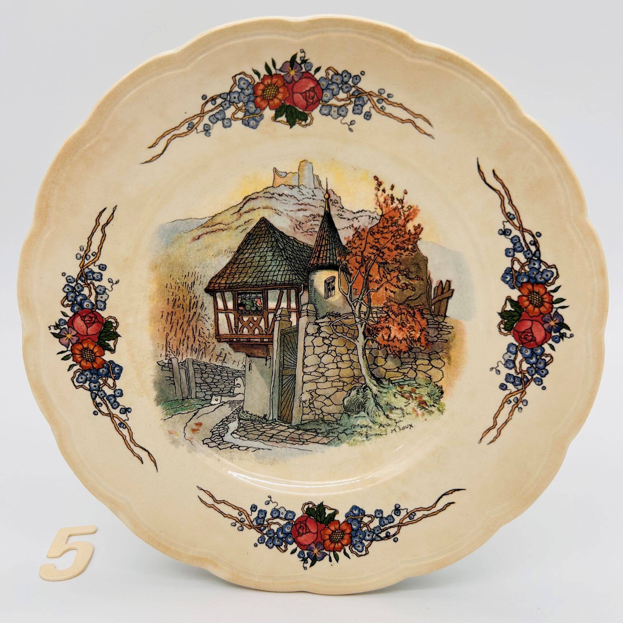 6 dessert plates "Obernai" from the Sarreguemines pottery.