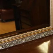 Vintage Bevelled Mirror in Silver and Gold, 1940s