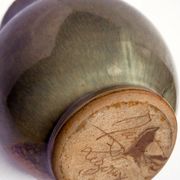 Green and bluish grey sandstone vase of Marty pottery in Auvergne