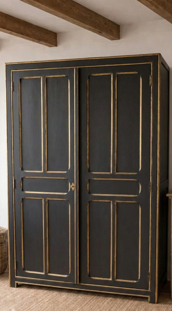 Armoire Parisienne ''Signature'' – Finition Regency Noir Satin & Or (L'É