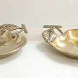 Pair of chrome metal apple cups