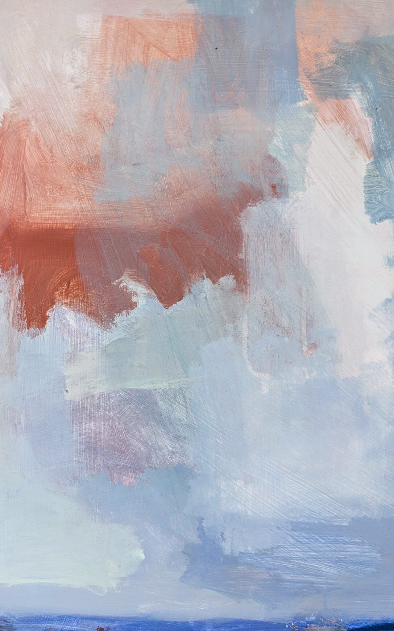 Contemporary "Summer Clouds" Abstract Seascape by British Artist Ian Mood, Framed Oil Painting