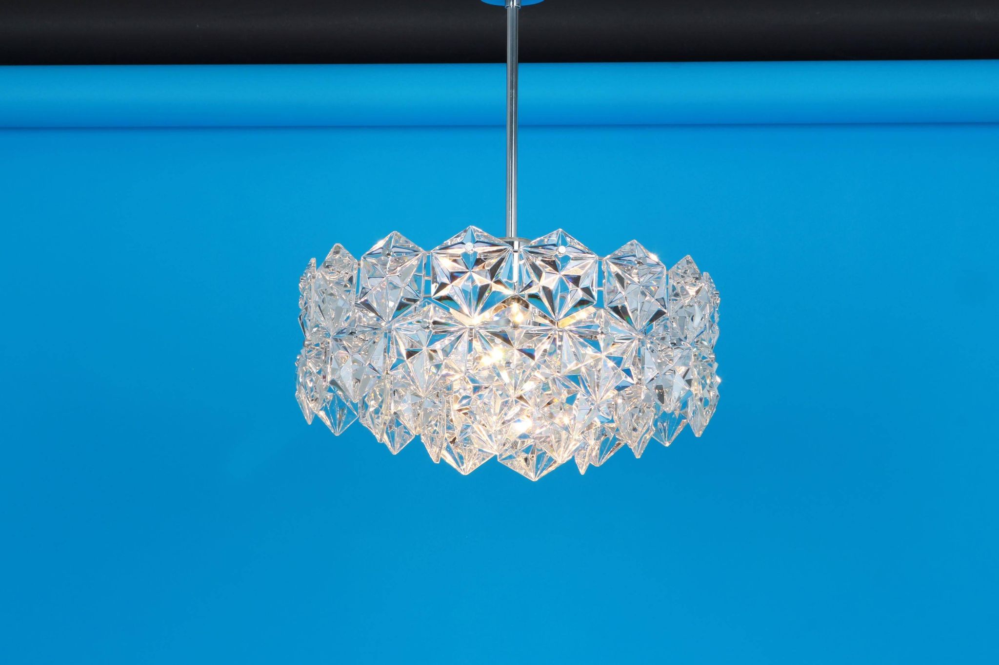 Kinkeldey suspension in chrome and crystal glass, Germany, 1970s.