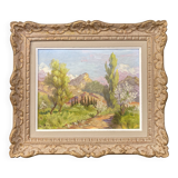 Reyne-marin de pyerne (20th century), landscape of veynes, oil on panel