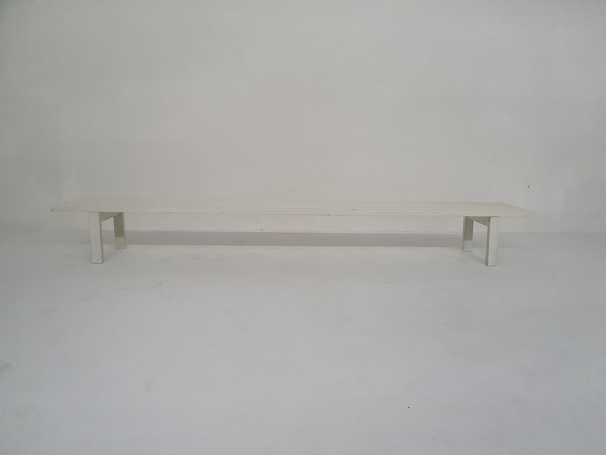 White metal slat bench, The Netherlands 1950's
