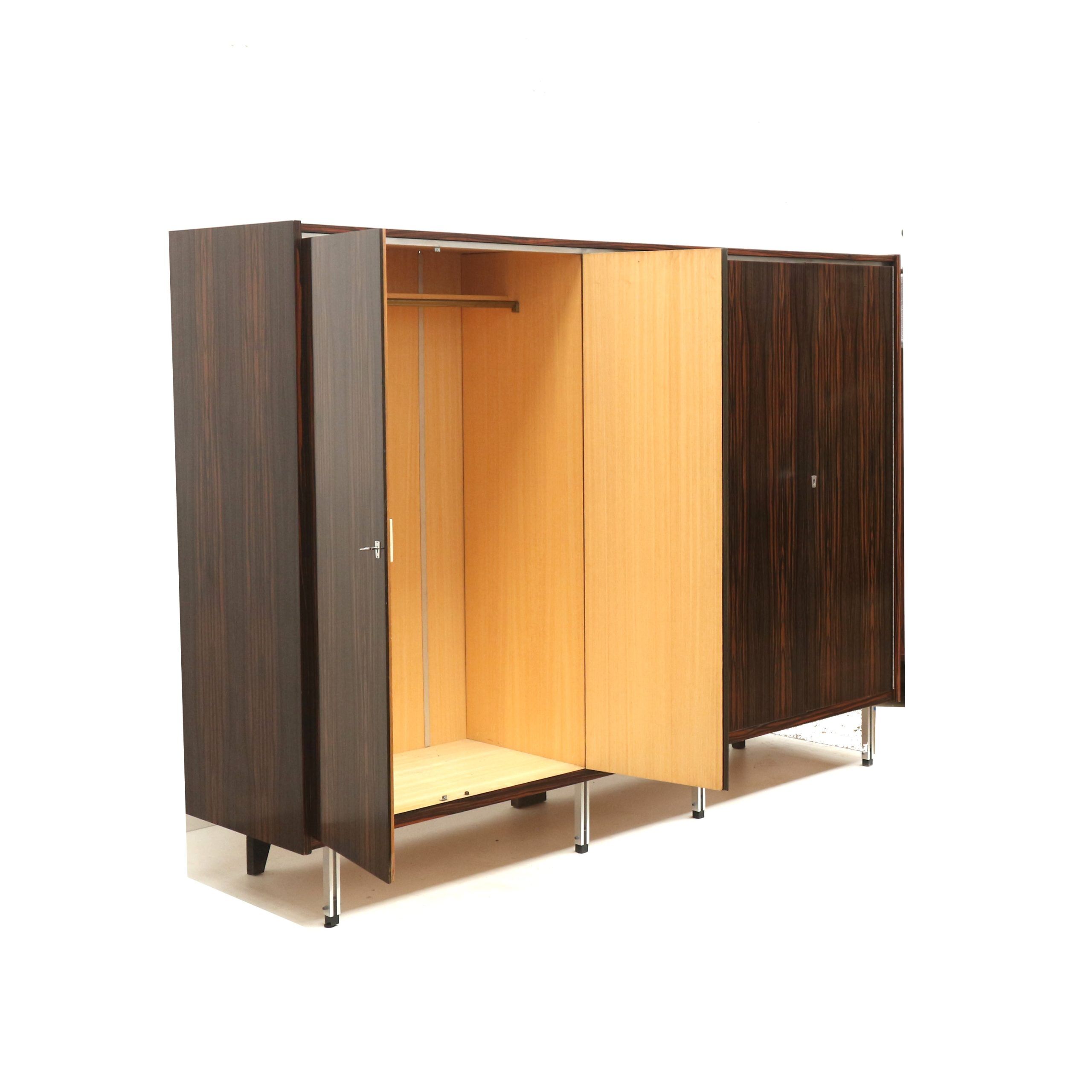 Large vintage designer wardrobe with hanging and storage space from the 1960s