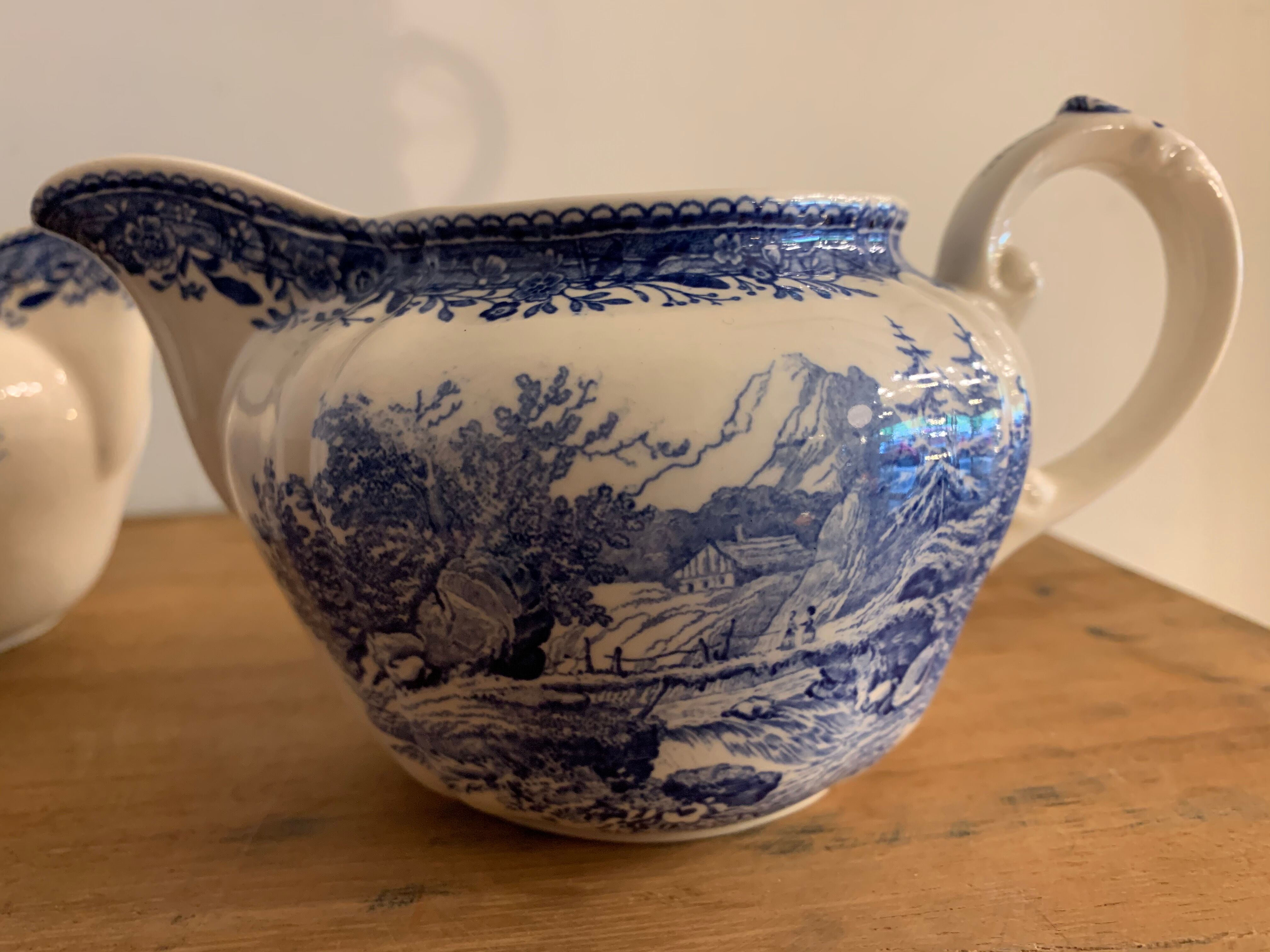 Villeroy and Boch Burgenland blue and white sugar and milk pots