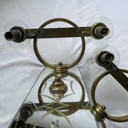 Pair of Italian art deco wall lights in mirror and brass, vintage, 1930s