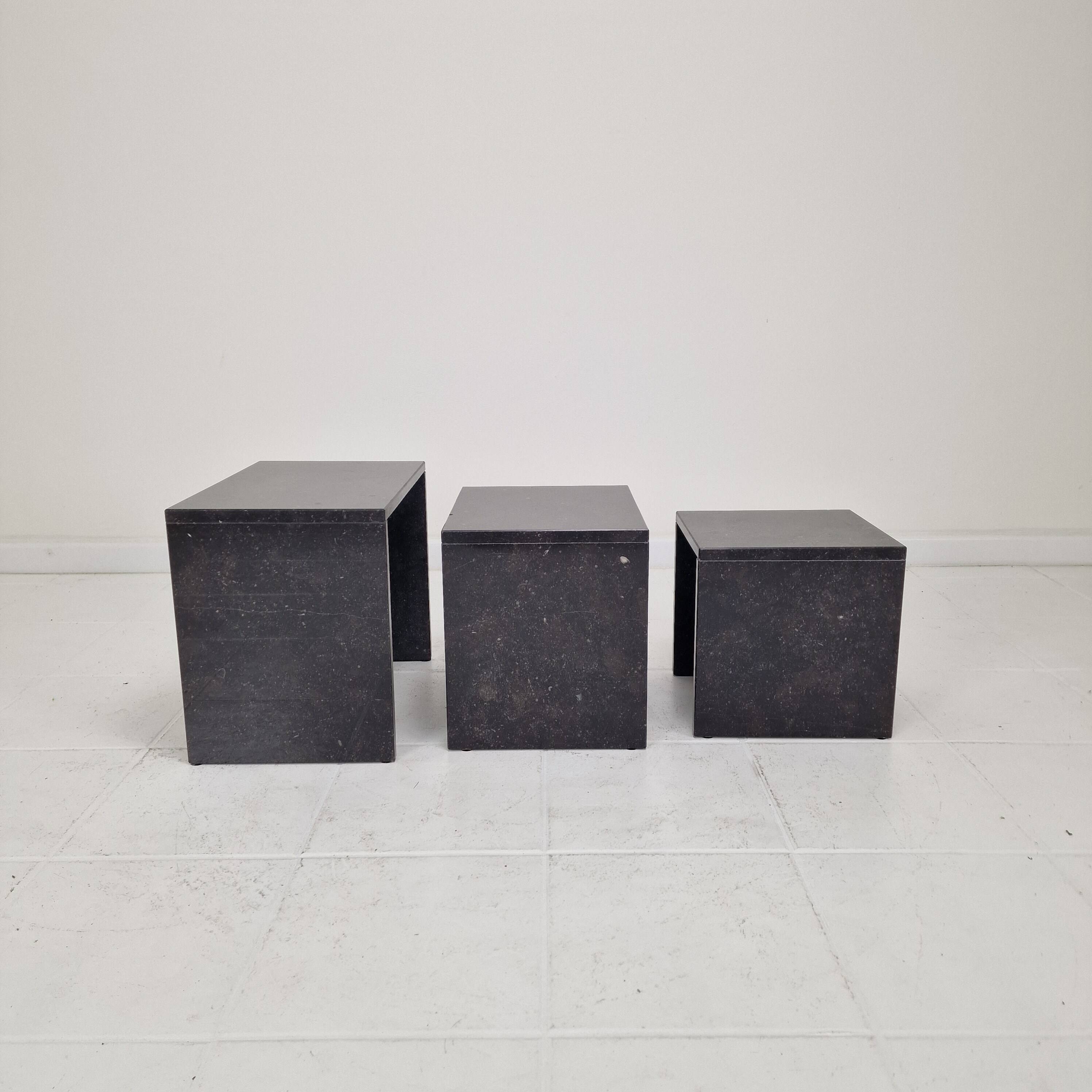 Set of 3 Italian Marble Nesting Tables, 1980s