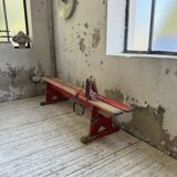 1950s oak bench with red patina, 2m
