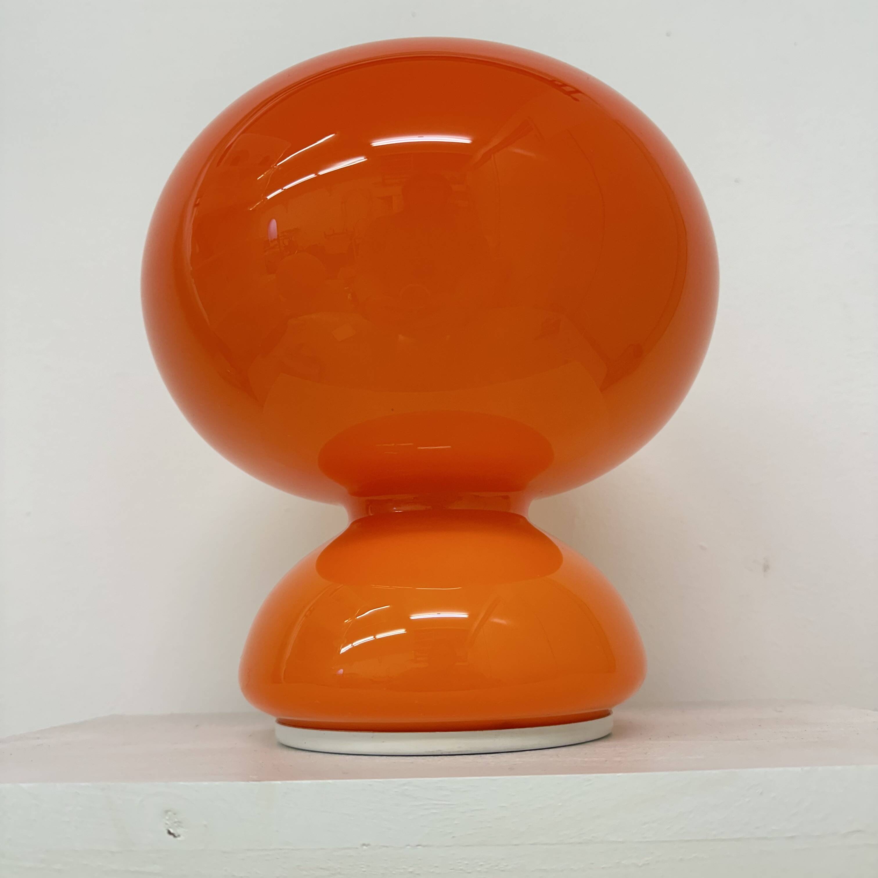 Space age orange glass table lamp , 1970s