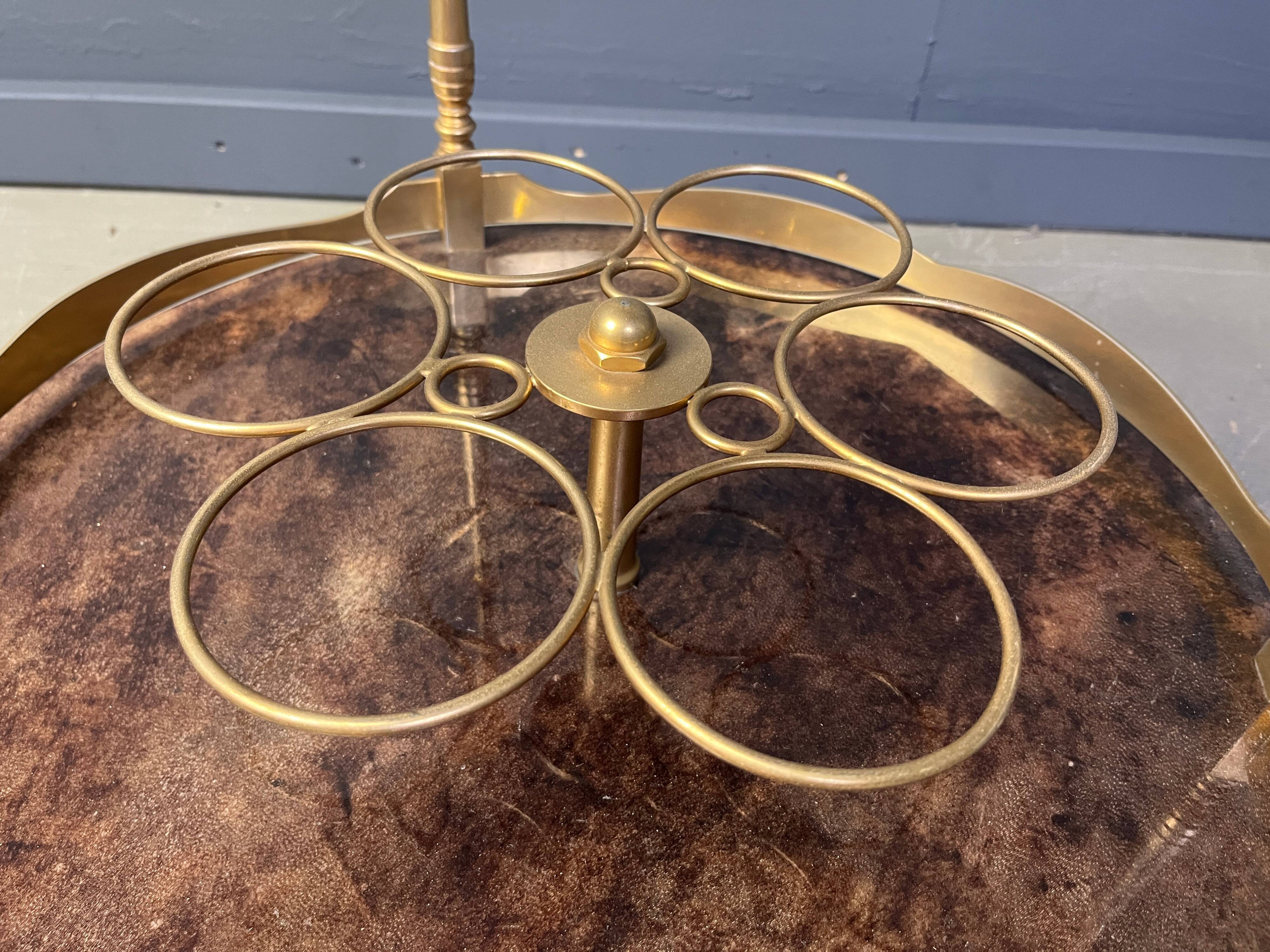 Italian lacquered goatskin / parchment serving bar cart by Aldo Tura