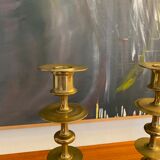 Pair vintage candlesticks solid brass