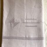 Antique sheet in pure linen tinted in mauve jacana