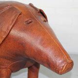 Leather Pig Stool By Dimitri Omersa, 1960s