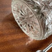 Seau à glace verre  ciselé vintage avec pince