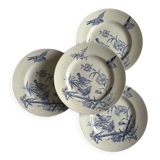 Set of 4 plates in iron earth, Aucella de Saint Amand