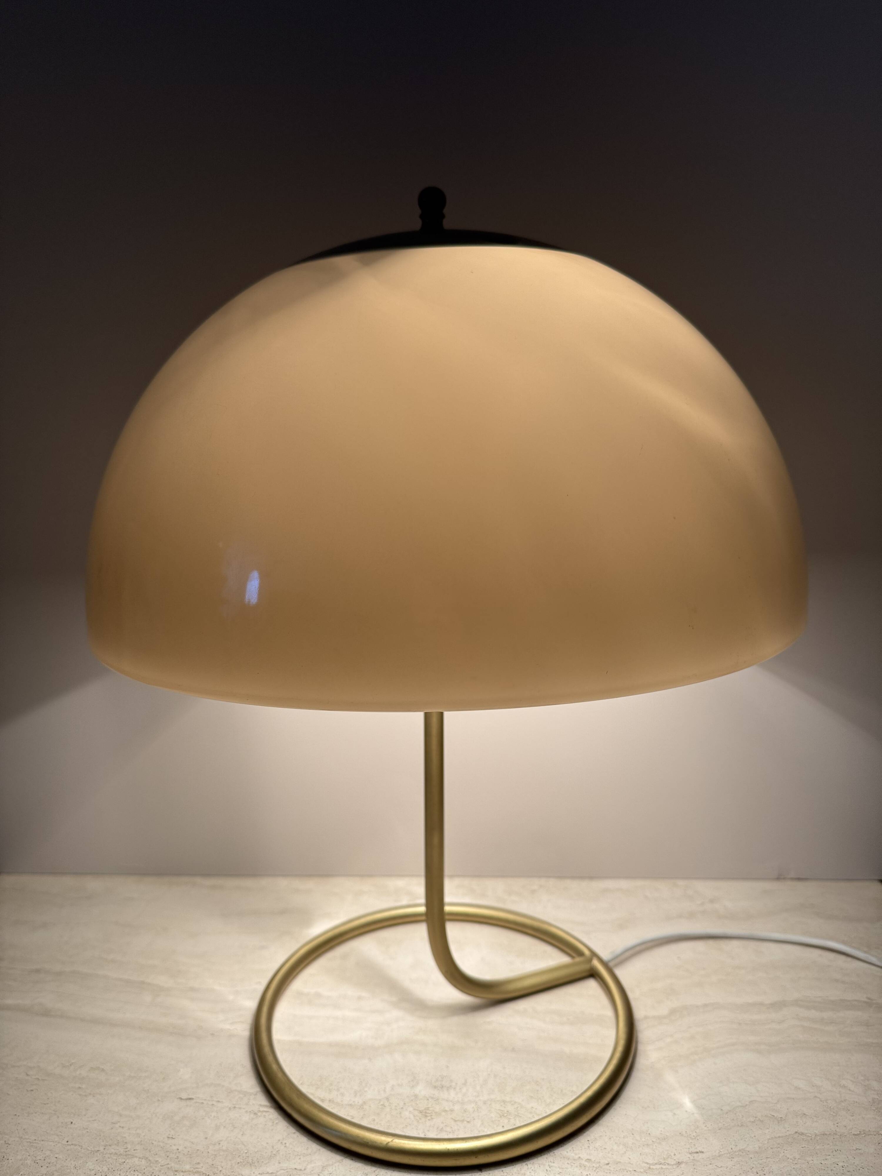 Vintage Mushroom table lamp with gold metal base , 1970s