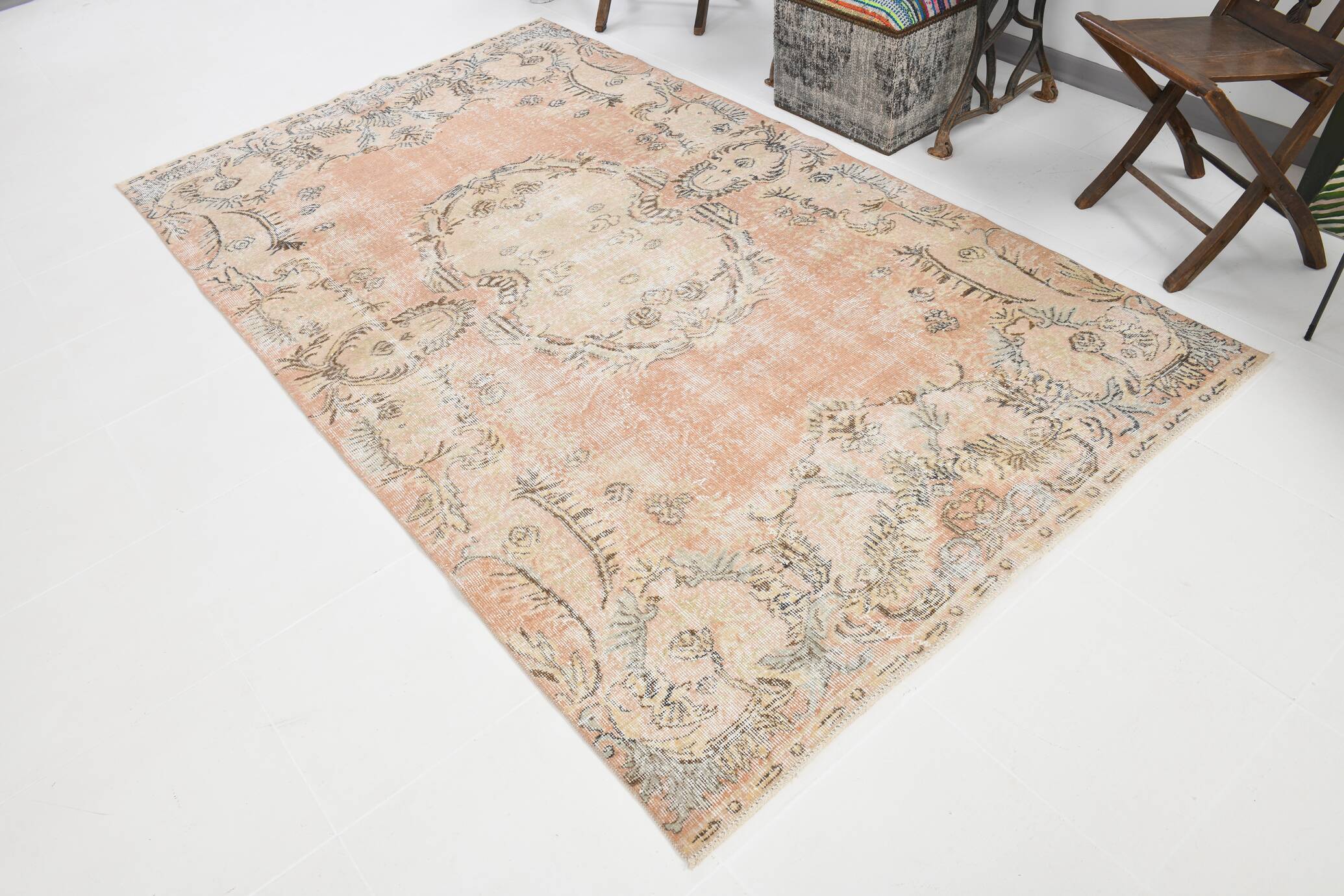 5x9 Red Soft Color Pastel Classic Turkish Area Rug, 161x271Cm SK 4879