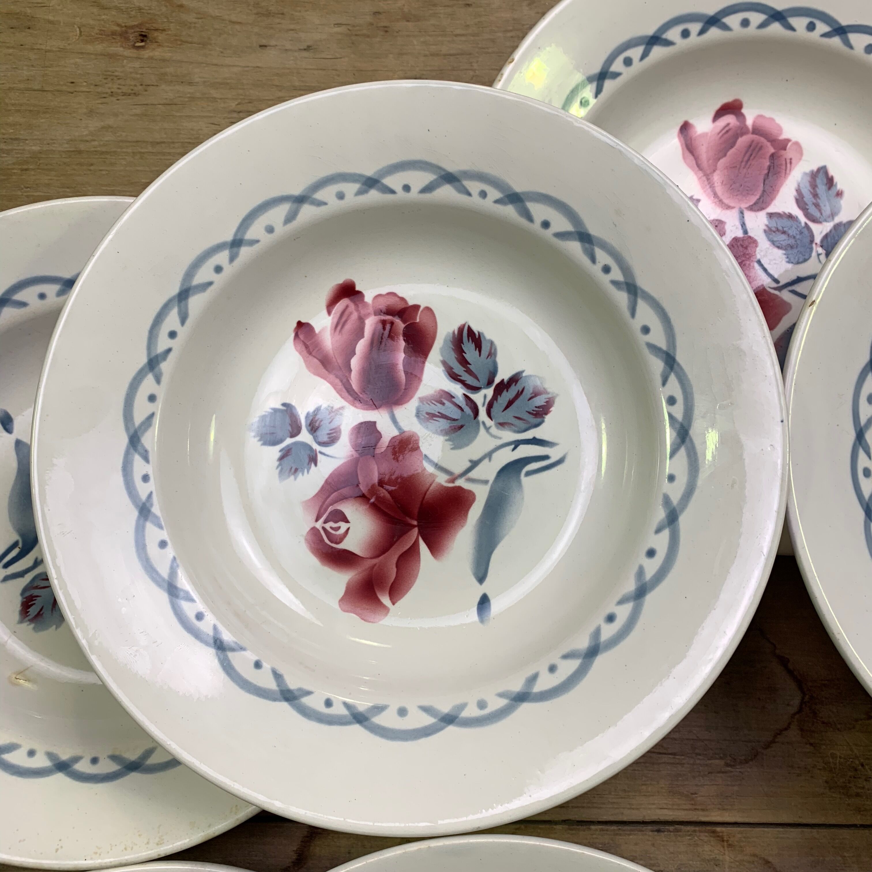 Lot de 10 assiettes creuses Digoin modèle Cannes