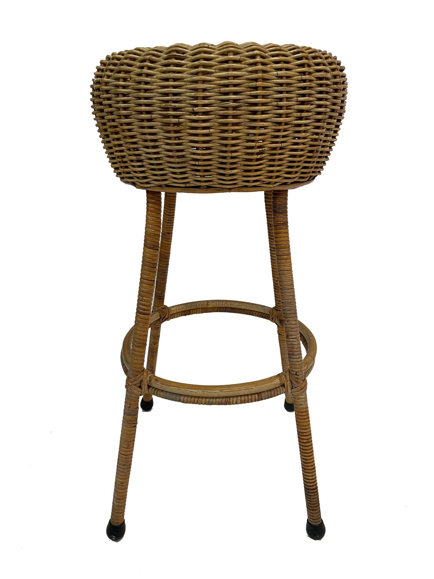 Set of four vintage rattan bar stools 1960 Nederland Design