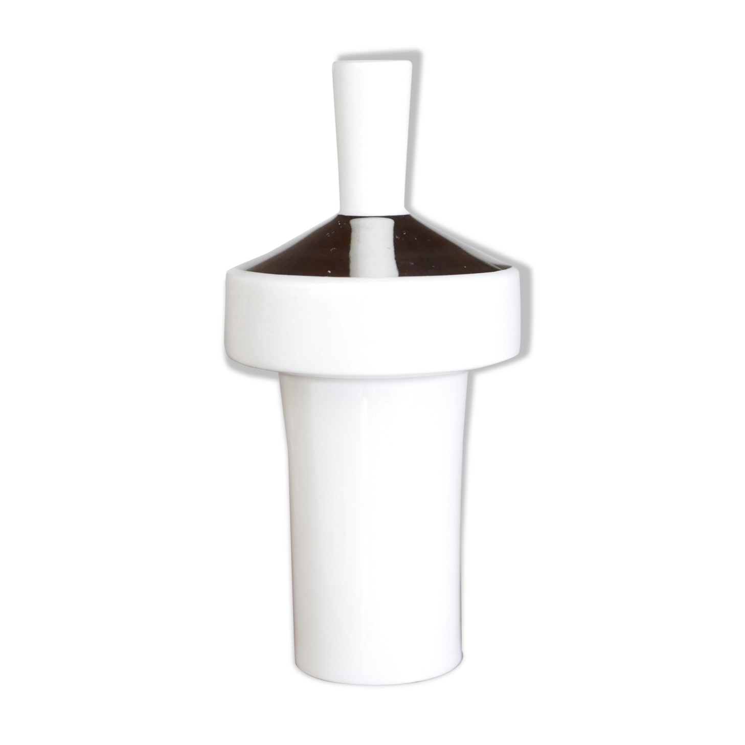 Sgrafo Modern white and silver porcelain vase, 60s