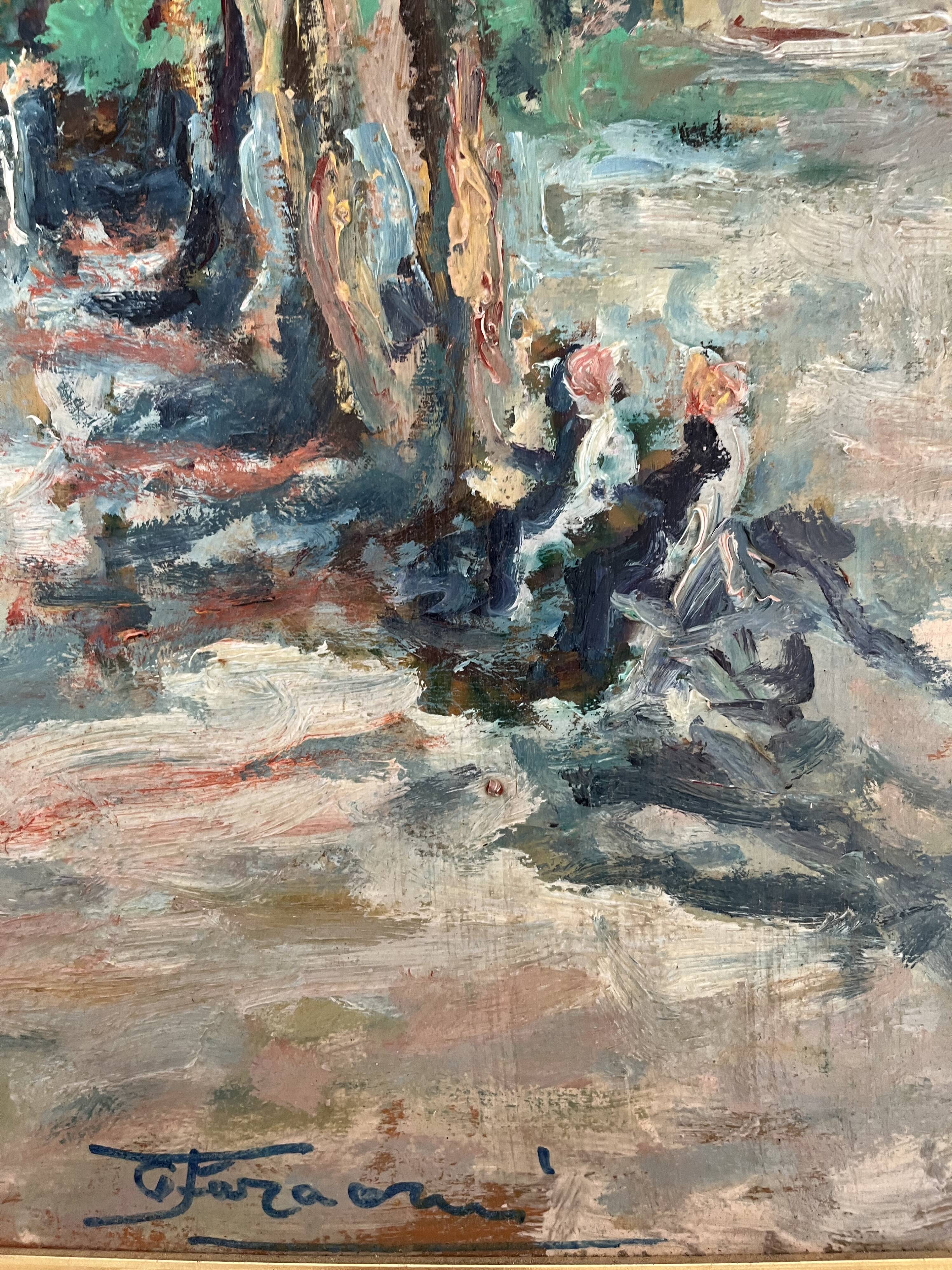 Le Lavandou, oil on panel signed Faraoni
