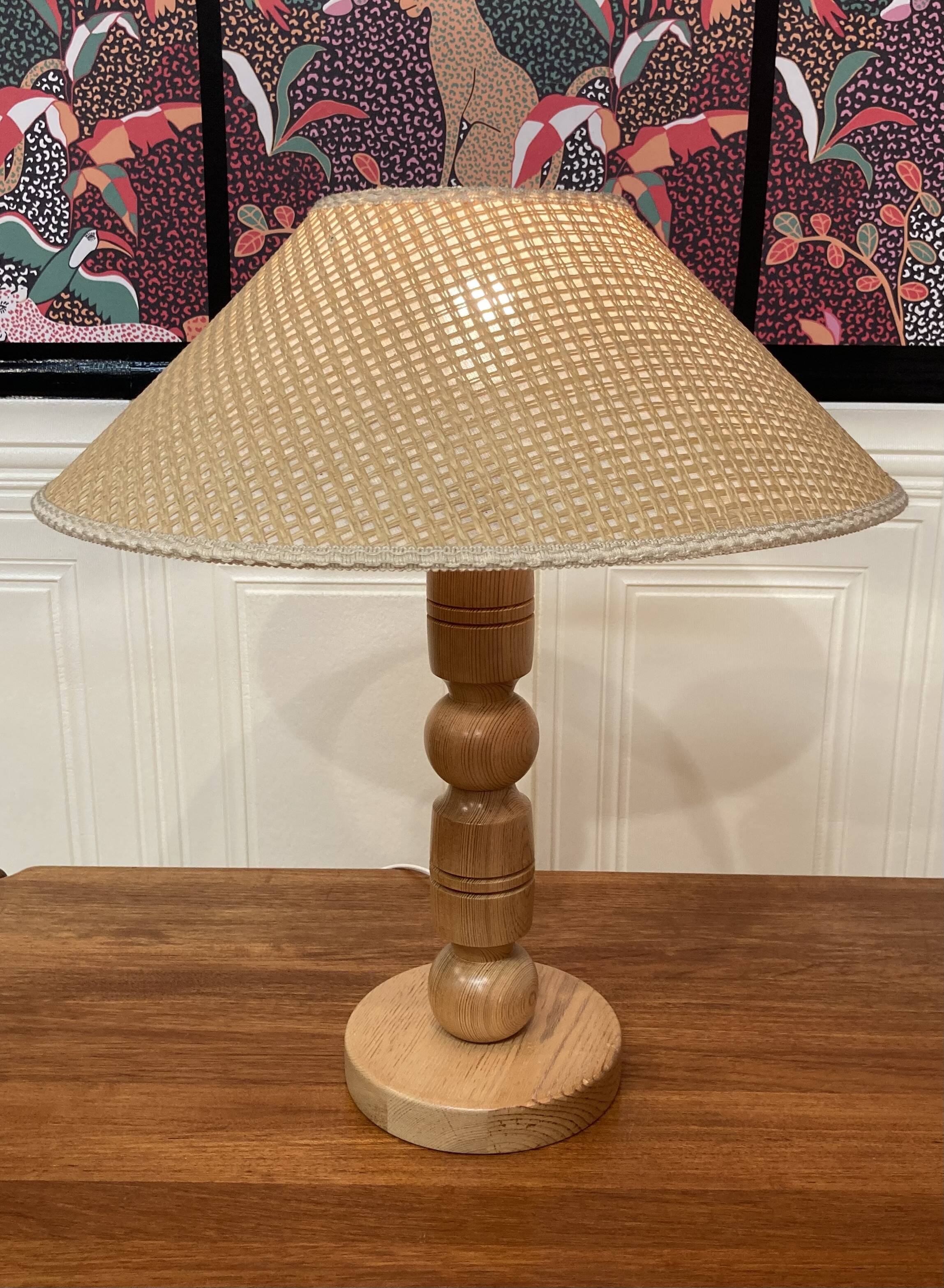 Solid wood lamp Scandinavian design 1960.