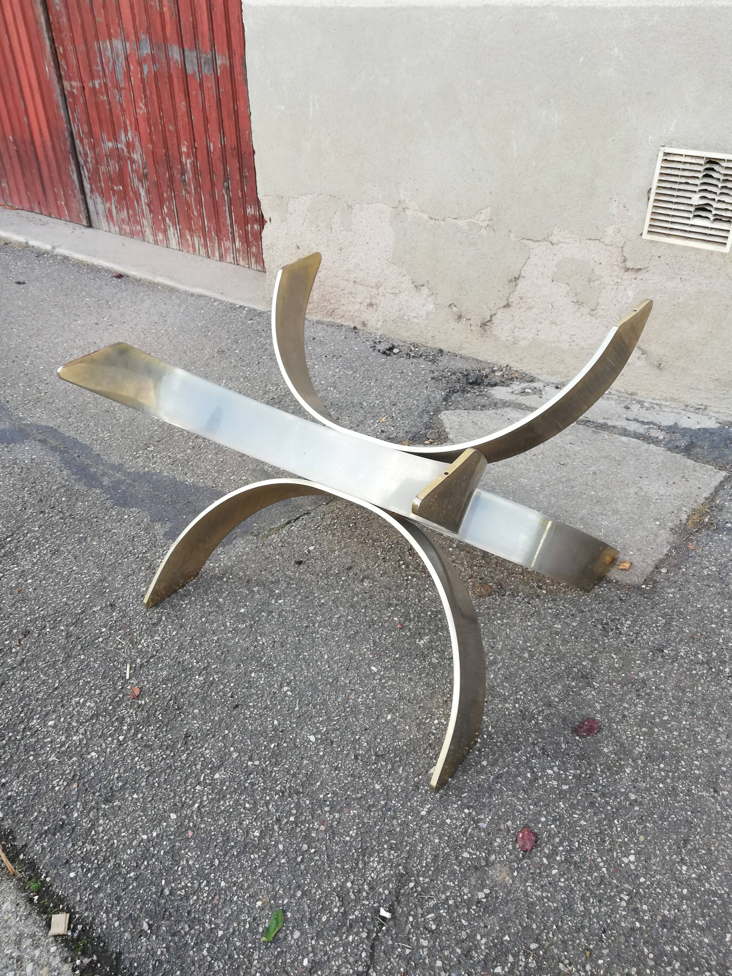 Vintage metal coffee table and smoked glass