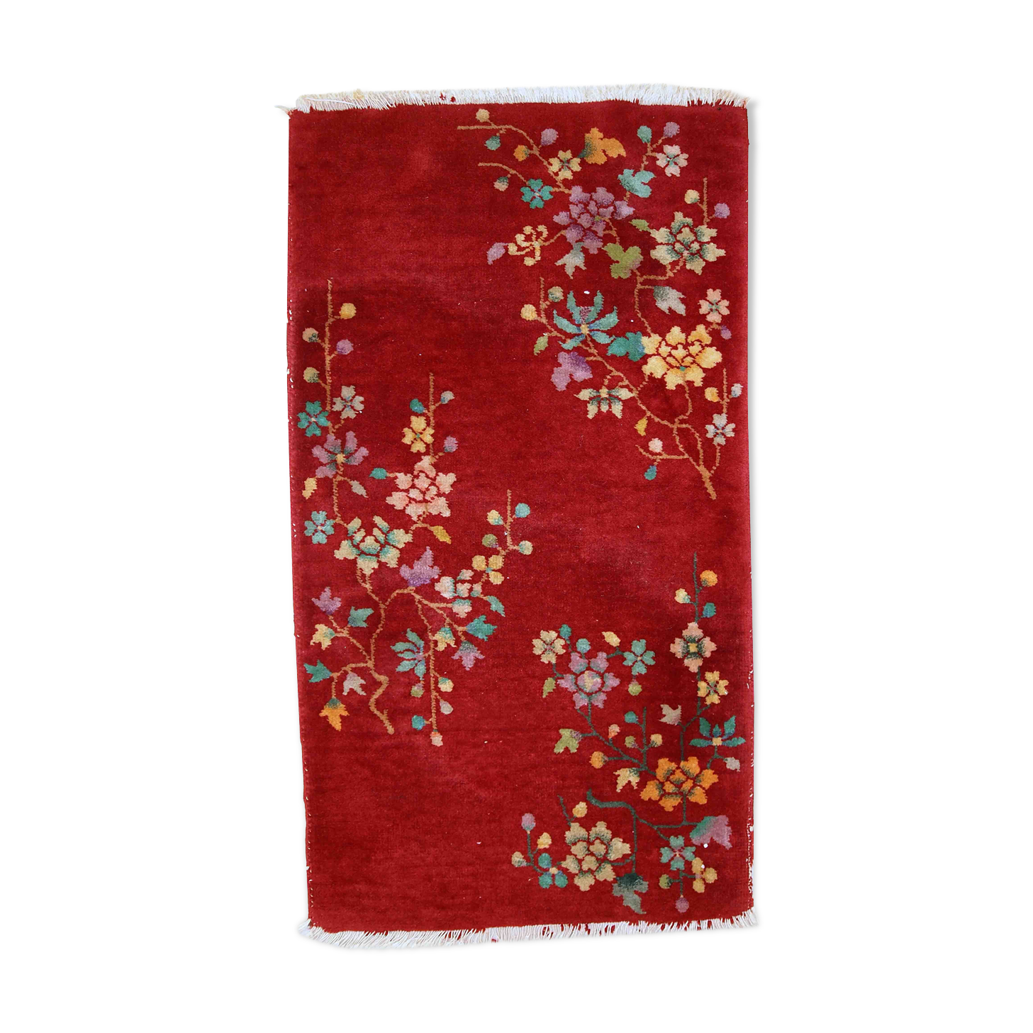 Ancient Chinese carpet Art Deco handmade 62cm x 111cm 1920