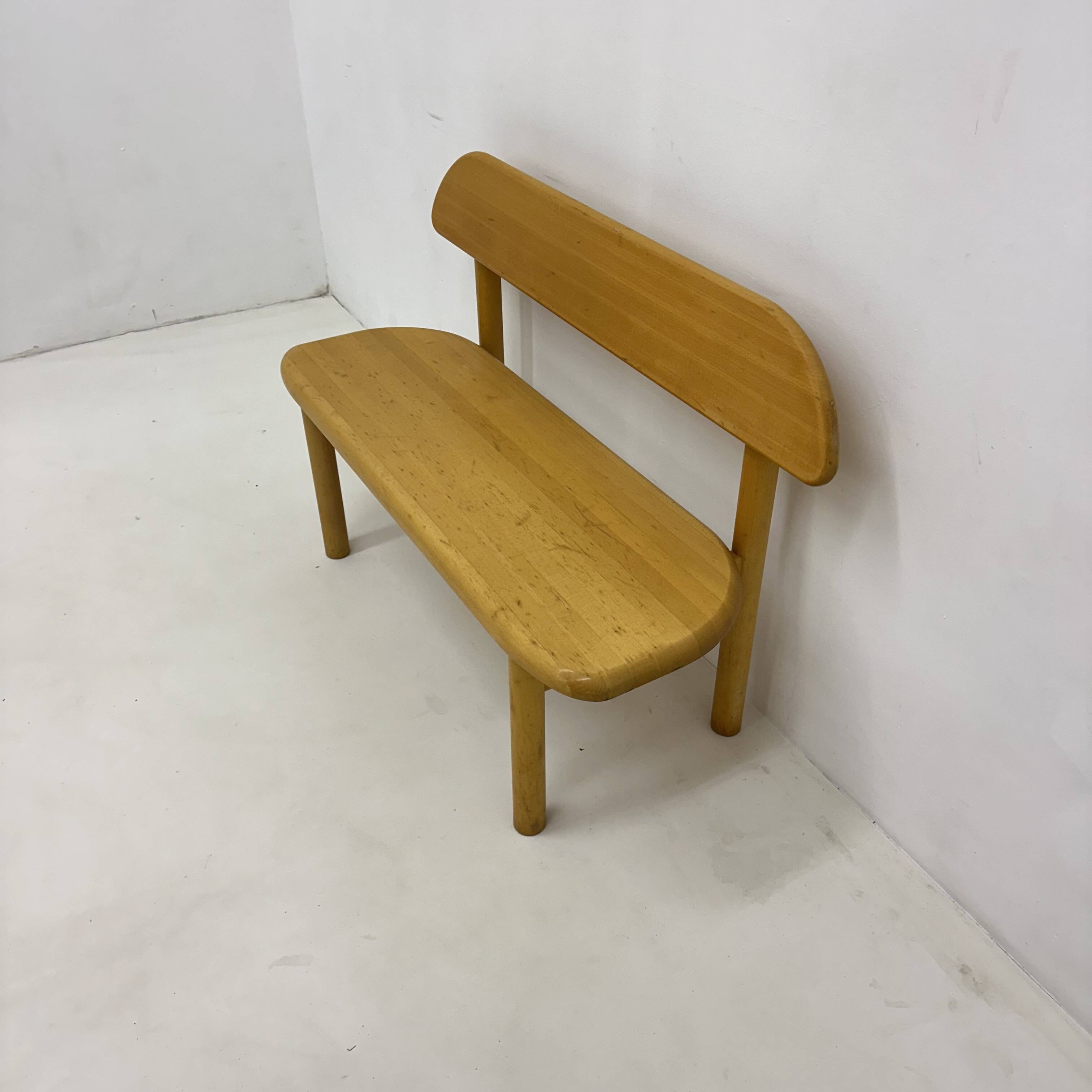 Vintage Danish Ansager mobler solid wooden bench , 1970s