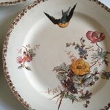Set of plates made of iron earth 19th flowers and birds